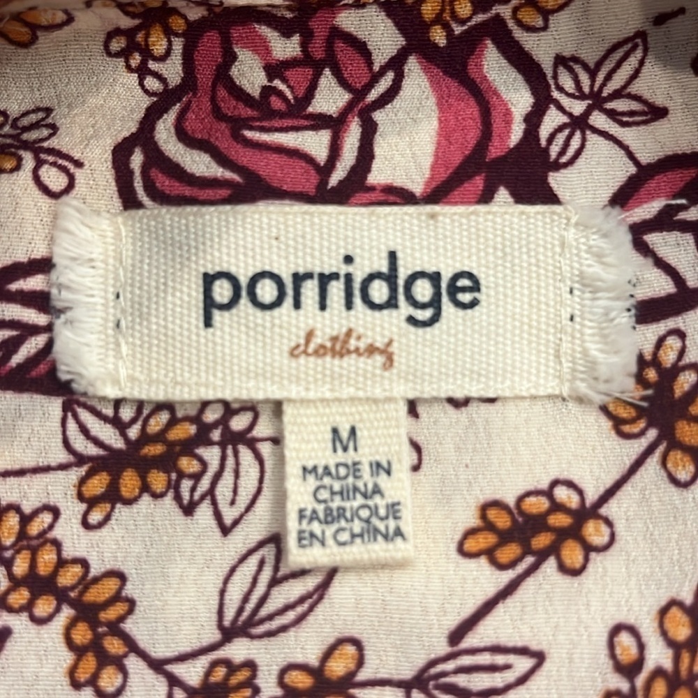 Anthropologie Porridge Bergen button front rose floral print top blouse M - Picture 6 of 8